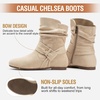 image:imageWomens Slouch Ankle Boots Flat Low Heel Side Zip Booties 939A  Comfortable dressy style ruched shaft and wraparound bow for daily wearBeigezipper 939a