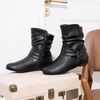 image:imageWomens Slouch Ankle Boots Flat Low Heel Side Zip Booties 939A  Comfortable dressy style ruched shaft and wraparound bow for daily wearBlack Puzipper 939a