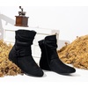 image:imageWomens Slouch Ankle Boots Flat Low Heel Side Zip Booties 939A  Comfortable dressy style ruched shaft and wraparound bow for daily wearBlackzipper 939a