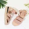 image:imageVepose Womens Platform Wedge Sandals Triple Elastic Strap Design  Open toe profile braided espadrille cushioned memory foam footbed comfortable outsole dressy cute casualBlush