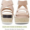 image:imageVepose Womens Platform Wedge Sandals Triple Elastic Strap Design  Open toe profile braided espadrille cushioned memory foam footbed comfortable outsole dressy cute casualBlush