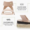 image:imageVepose Womens Platform Wedge Sandals Triple Elastic Strap Design  Open toe profile braided espadrille cushioned memory foam footbed comfortable outsole dressy cute casualBlush