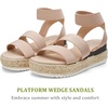 image:imageVepose Womens Platform Wedge Sandals Triple Elastic Strap Design  Open toe profile braided espadrille cushioned memory foam footbed comfortable outsole dressy cute casualBlush