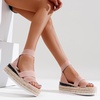image:imageVepose Womens Platform Wedge Sandals Triple Elastic Strap Design  Open toe profile braided espadrille cushioned memory foam footbed comfortable outsole dressy cute casualBlush