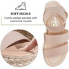 image:imageVepose Womens Platform Wedge Sandals Triple Elastic Strap Design  Open toe profile braided espadrille cushioned memory foam footbed comfortable outsole dressy cute casualBlush