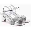 image:imageVepose Womens Rhinestone Block Heel Sandals Open Toe Ankle Strap  Sparkly dress braided band square toe 3 inch chunky heels cushioned feel style for weddings parties promSilver