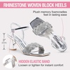 image:imageVepose Womens Rhinestone Block Heel Sandals Open Toe Ankle Strap  Sparkly dress braided band square toe 3 inch chunky heels cushioned feel style for weddings parties promSilver