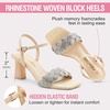 image:imageVepose Womens Rhinestone Block Heel Sandals Open Toe Ankle Strap  Sparkly dress braided band square toe 3 inch chunky heels cushioned feel style for weddings parties promNude