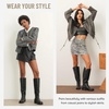 image:imageWomens Elastic Band Knee High Boots Round Toe Pull On Tall Boots  Equestrian fulllength side zipper stretch gusset panels low block heel comfort synthetic leather memory foam work wearBlack