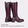 image:imageWomens Lace Up Platform Chunky Heel Knee High Combat Comfort Boots  Tall casual goth boots flat comfortable walking city styling party dresses jeans work sexy riding seampunkRed Pu
