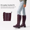 image:imageWomens Lace Up Platform Chunky Heel Knee High Combat Comfort Boots  Tall casual goth boots flat comfortable walking city styling party dresses jeans work sexy riding seampunkRed Pu