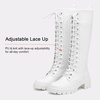 image:imageWomens Lace Up Platform Chunky Heel Knee High Combat Comfort Boots  Tall casual goth boots flat comfortable walking city styling party dresses jeans work sexy riding seampunkWhite