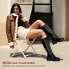 image:imageWomens Lace Up Platform Chunky Heel Knee High Combat Comfort Boots  Tall casual goth boots flat comfortable walking city styling party dresses jeans work sexy riding seampunkBlack Pu