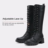 image:imageWomens Lace Up Platform Chunky Heel Knee High Combat Comfort Boots  Tall casual goth boots flat comfortable walking city styling party dresses jeans work sexy riding seampunkBlack Pu