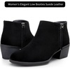 image:imageWomens Suede Leather Ankle Boots  Comfortable round toe booties memory foam cushioning and nonslip outsole for office travel jeans and fall outfitsClassic Black