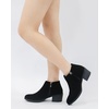 image:imageWomens Suede Leather Ankle Boots  Comfortable round toe booties memory foam cushioning and nonslip outsole for office travel jeans and fall outfitsClassic Black