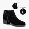 image:imageWomens Suede Leather Ankle Boots  Comfortable round toe booties memory foam cushioning and nonslip outsole for office travel jeans and fall outfitsClassic Black