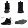 image:imageWomens Suede Leather Ankle Boots  Comfortable round toe booties memory foam cushioning and nonslip outsole for office travel jeans and fall outfitsCurved Black