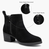 image:imageWomens Suede Leather Ankle Boots  Comfortable round toe booties memory foam cushioning and nonslip outsole for office travel jeans and fall outfitsCurved Black