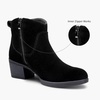 image:imageWomens Suede Leather Ankle Boots  Comfortable round toe booties memory foam cushioning and nonslip outsole for office travel jeans and fall outfitsTextured Black