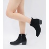 image:imageWomens Suede Leather Ankle Boots  Comfortable round toe booties memory foam cushioning and nonslip outsole for office travel jeans and fall outfitsTextured Black