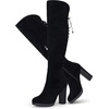 image:imageWomens Suede Thigh High Tall Chunky Platform Over The Knee Boots  Above the knee 39 inch heeltieback stretch round toe long bootsside zippersexycomfycutedressystylishelegantdateBlack Suede