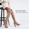 image:imageWomens Suede Thigh High Tall Chunky Platform Over The Knee Boots  Above the knee 39 inch heeltieback stretch round toe long bootsside zippersexycomfycutedressystylishelegantdateSand