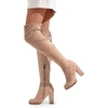 image:imageWomens Suede Thigh High Tall Chunky Platform Over The Knee Boots  Above the knee 39 inch heeltieback stretch round toe long bootsside zippersexycomfycutedressystylishelegantdateSand