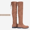 image:imageWomens Synthetic Suede Over the Knee Flat Heel Thigh High Boots  Dressy casual thigh high bootslong tall knee high boots side zipper tieback topfalldatingoutfitweekendMocha