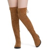 image:imageWomens Synthetic Suede Over the Knee Flat Heel Thigh High Boots  Dressy casual thigh high bootslong tall knee high boots side zipper tieback topfalldatingoutfitweekendCamel