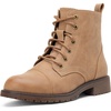 image:imageWomens Lace Up Combat Ankle Boots Cap Toe Low Block Heel  Comfortable booties with easy side zipper entry and memory foam cushioning for denim dresses city days and travelTan