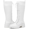 image:imageWomens Lace Up Platform Chunky Heel Knee High Combat Comfort Boots  Tall casual goth boots flat comfortable walking city styling party dresses jeans work sexy riding seampunkWhite