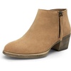 image:imageWomens Suede Leather Ankle Boots  Comfortable round toe booties memory foam cushioning and nonslip outsole for office travel jeans and fall outfitsClassic Brown