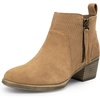 image:imageWomens Suede Leather Ankle Boots  Comfortable round toe booties memory foam cushioning and nonslip outsole for office travel jeans and fall outfitsCurved Brown