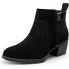 image:imageWomens Suede Leather Ankle Boots  Comfortable round toe booties memory foam cushioning and nonslip outsole for office travel jeans and fall outfitsCurved Black
