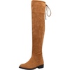 image:imageWomens Synthetic Suede Over the Knee Flat Heel Thigh High Boots  Dressy casual thigh high bootslong tall knee high boots side zipper tieback topfalldatingoutfitweekendCamel