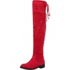 image:imageWomens Synthetic Suede Over the Knee Flat Heel Thigh High Boots  Dressy casual thigh high bootslong tall knee high boots side zipper tieback topfalldatingoutfitweekendRed