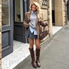 image:imageVepose Womens Knee High Boots Square Toe Chunky Low Heel Side ZipperBrown
