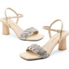 image:imageVepose Womens Rhinestone Block Heel Sandals Open Toe Ankle StrapNude Woven