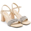 image:imageVepose Womens Rhinestone Block Heel Sandals Open Toe Ankle StrapNude Woven