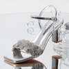 image:imageVepose Womens Rhinestone Block Heel Sandals Open Toe Ankle StrapSilver Pu