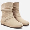 image:imageVepose Womens Slouch Ankle Boots Flat Low Heel Side Zip Booties 939ABeigezipper 939a