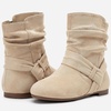 image:imageVepose Womens Slouch Ankle Boots Flat Low Heel Side Zip Booties 939ABeigezipper 939a