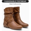 image:imageVepose Womens Slouch Ankle Boots Flat Low Heel Side Zip Booties 939ABrown Puzipper 939a