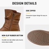 image:imageVepose Womens Slouch Ankle Boots Flat Low Heel Side Zip Booties 939ABrown Puzipper 939a
