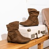 image:imageVepose Womens Slouch Ankle Boots Flat Low Heel Side Zip Booties 939ABrownzipper 939a