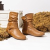 image:imageVepose Womens Slouch Ankle Boots Flat Low Heel Side Zip Booties 939ACamel Puzipper 939a