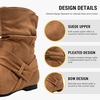 image:imageVepose Womens Slouch Ankle Boots Flat Low Heel Side Zip Booties 939ACamelzipper 939a