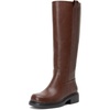 image:imageVepose Womens Knee High Boots Square Toe Chunky Low Heel Side ZipperBrown