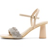 image:imageVepose Womens Rhinestone Block Heel Sandals Open Toe Ankle StrapNude Woven